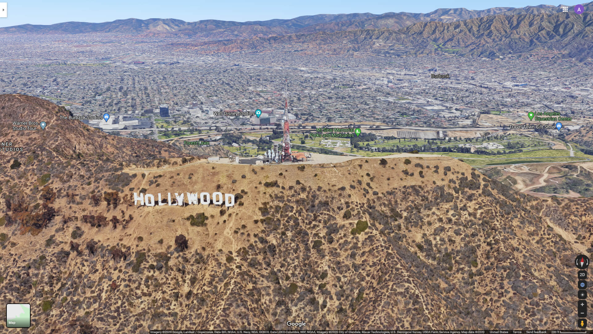 Hollywood Sign and Walt Disney Studios in Los Angeles